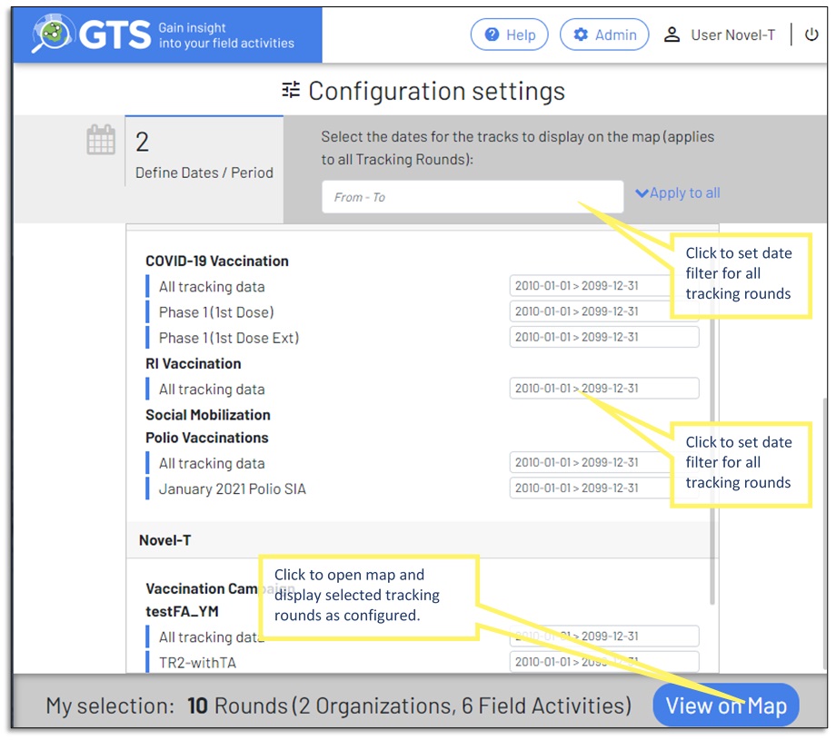 Filtering tracks globally or by Tracking Round