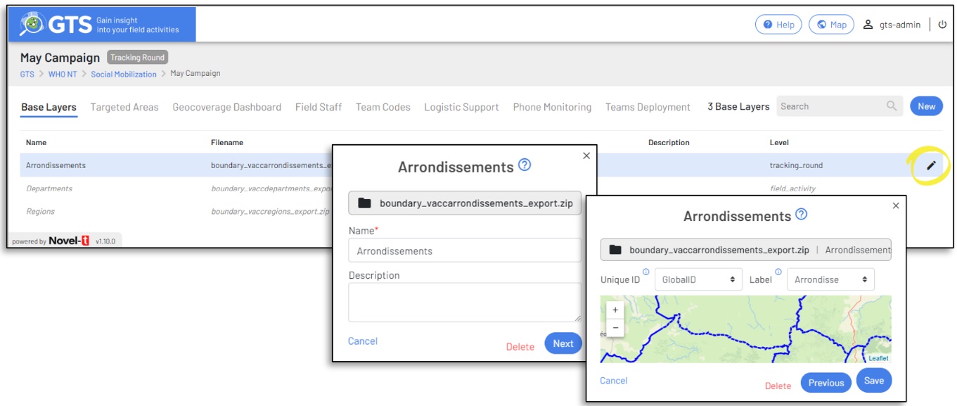 Editing a base layer at the Tracking Round level